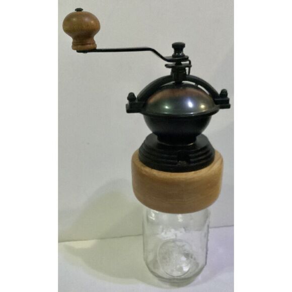 Vintage Style Canning Jar Coffee Grinder Country Farmhouse Decor Kitchen - Picture 3 of 9